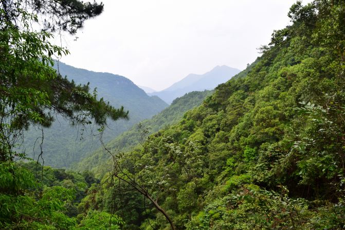 在山顶俯瞰山下风光还是不错滴,就是山不够高,有些树木还是挡了.