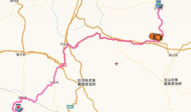 路线:丘北县   元阳老虎嘴景区 ,距离:330公里