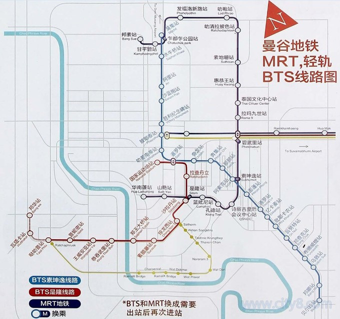 曼谷bts/mrt路线图