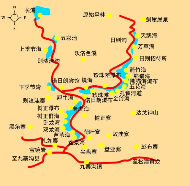 九寨沟风景区分布图