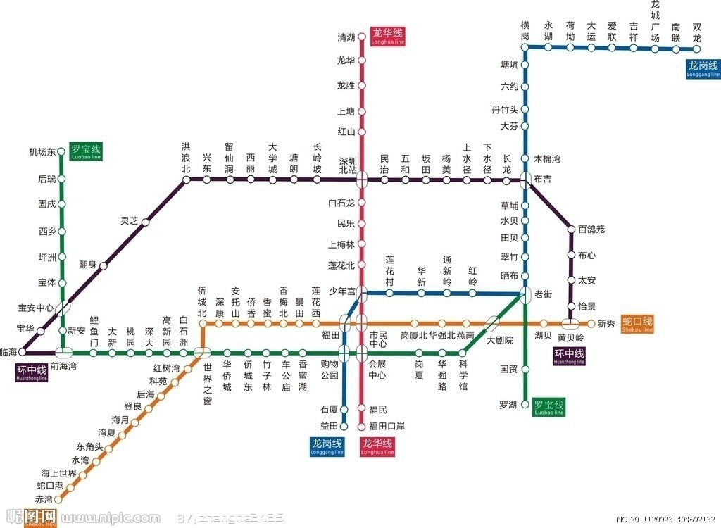 深圳地铁路线图 2.罗湖口岸通关 a.没有行李箱的旅客可直接通关. b.