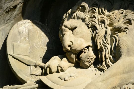 确实被震撼了,我没有想到可怜的狮子如此悲伤 狮子纪念碑