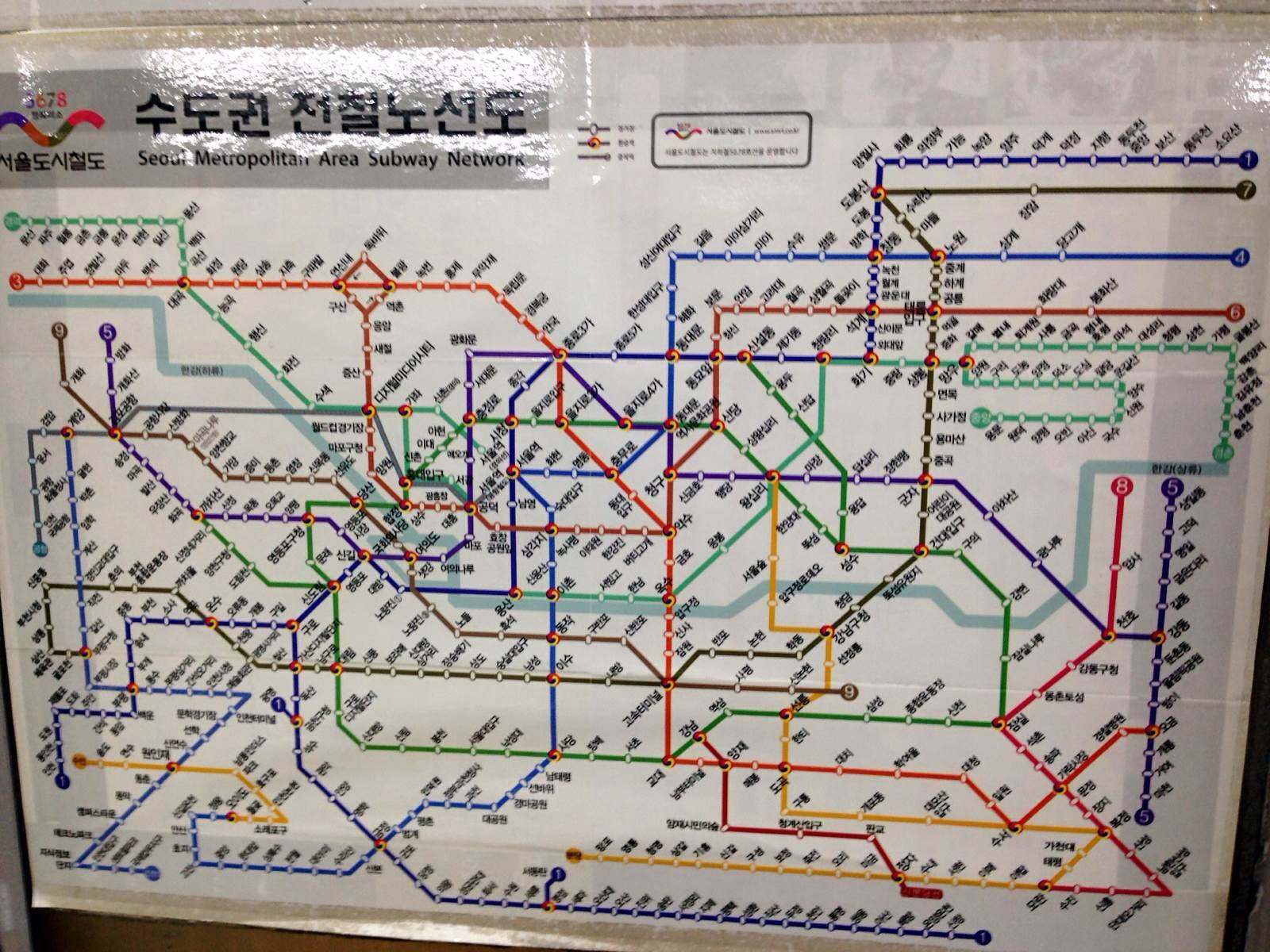首尔的地铁线路图,一目了然很清晰 首尔